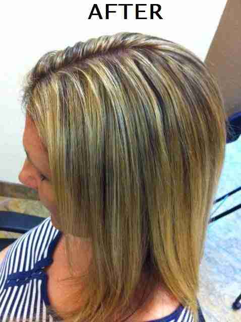After photo highlighting the finished cut and color.
